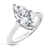 This 18k white gold classic solitaire setting shows off the marquise center stone to its best advantage.