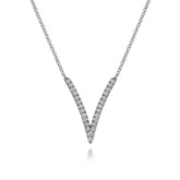14K White Gold Diamond Chevron Necklace