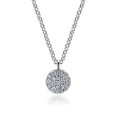 14K White Gold Pave Diamond Pendant Necklace