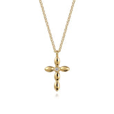 14K Yellow Gold Diamond Cross Necklace