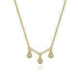 14K Yellow Gold Diamond Drop Pendant Necklace