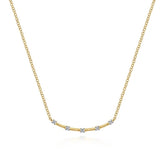 14K Yellow Gold Diamond Stations Bar Necklace