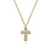 14K Yellow Gold Diamond Cross Pendant Necklace