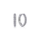 14K White Gold Diamond Huggie Earrings