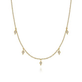 14K Yellow Gold Layered Droplet Diamond Necklace