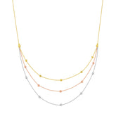 Tri-Color Bib Necklace with Diamond-Cut Beads