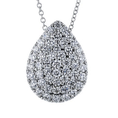 A bold Pear shaped pendant with 0.80 ctw. of pave set diamonds on a 17-19 adjustable chain
