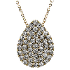 A bold Pear shaped pendant with 0.80 ctw. of pave set diamonds on a 17-19 adjustable chain