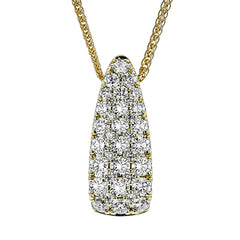 This domed shaped diamond pendant sparkles with 1.49 ctw. round pave set diamonds on a 17-19 chain