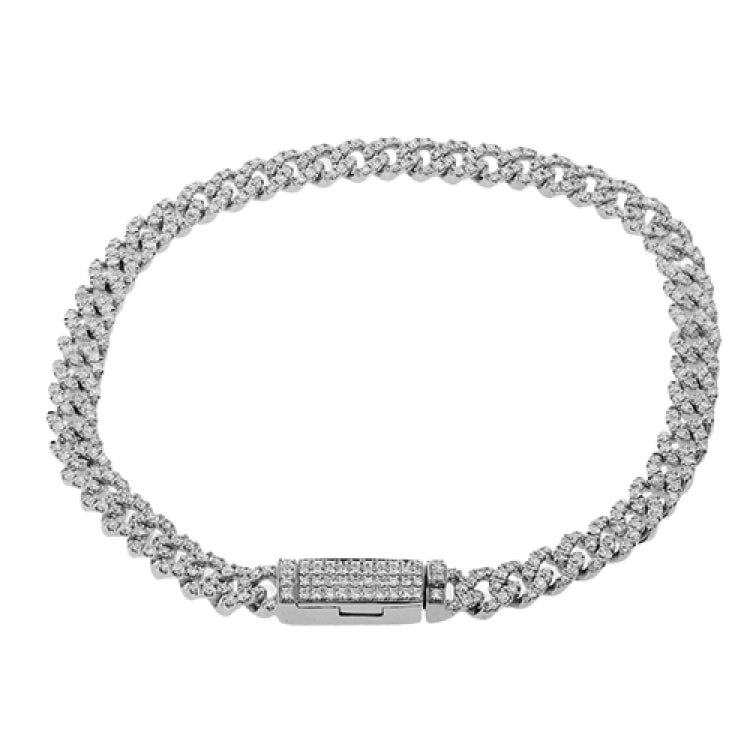 This sylish white gold curb link diamond bracelet with box lock, dazzles with 1.66 ctw of white diamonds 7