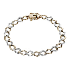 This delicate chain link bracelet of 18K rose and white gold with 0.77 ctw of diamonds, is the perfect layering accessory, 7