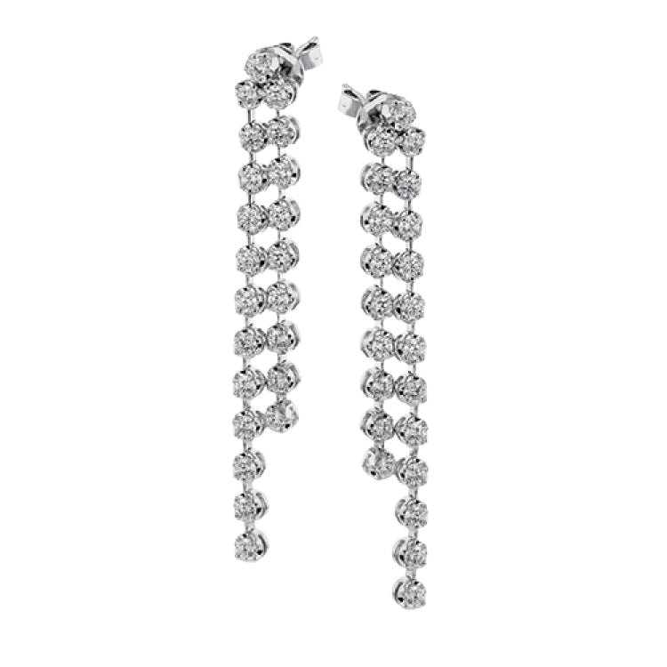 Our 18K white gold earrings feature 2 rows of cascading diamonds totaling 2.0 ctw.