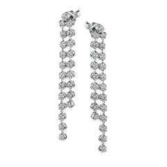 Our 18K white gold earrings feature 2 rows of cascading diamonds totaling 2.0 ctw.