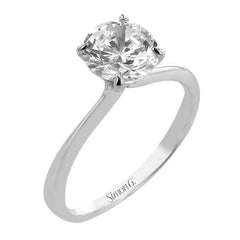 This two-tone engagement ring features a curved high polished white gold ring, complimented by an interlocking rose gold band with milgrain beading and 0.17 ctw of diamonds