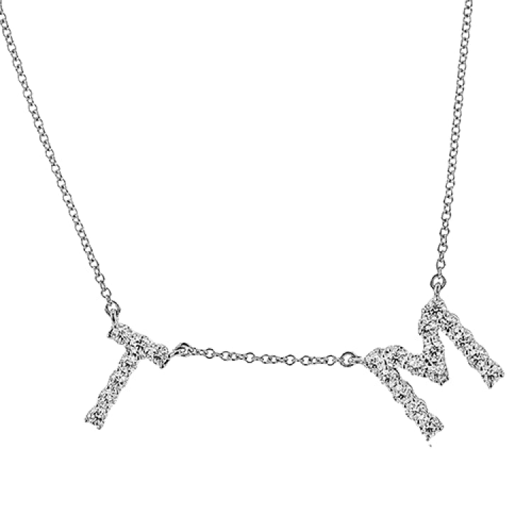 18K WG letter T initial pendant glimmers with 0.23 ctw of brilliant white diamonds