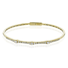 18K YG geometric bangle bracelet glistens with 0.61 ctw of diamonds