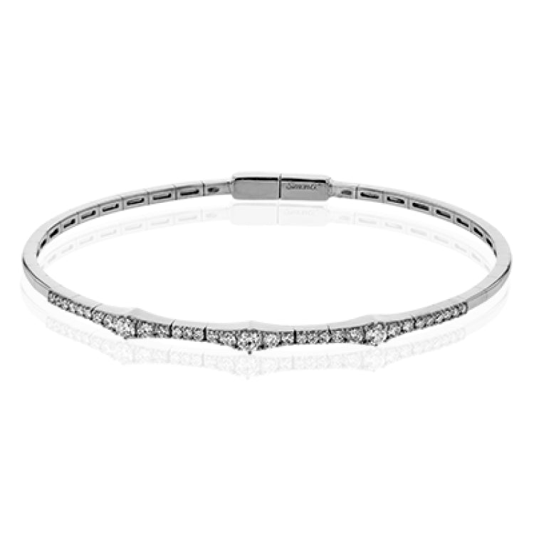 18k WG geometric bangle bracelet glistens with 0.54 ctw of diamonds