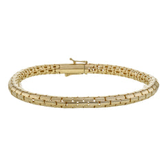 14k Yellow gold Men's bracelet from our python collection, is made of a smooth domed design for lasting comfort & wearability, 8