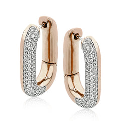 An every day classic, these 18K white and yellow gold earrings feature .79cttw diamonds.