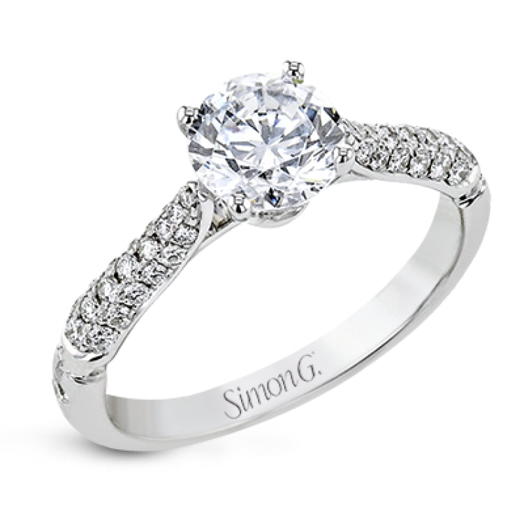 The best of art deco design is updated to the modern era in this Roxy Collection ring, with milgrain edged bezel-set side diamonds and shining white gold.