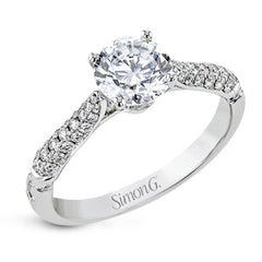 The best of art deco design is updated to the modern era in this Roxy Collection ring, with milgrain edged bezel-set side diamonds and shining white gold.