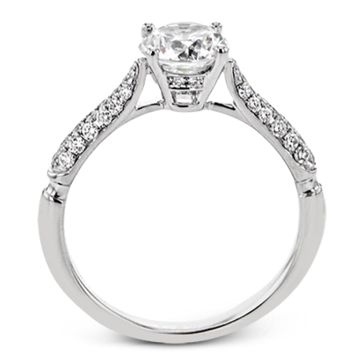 The best of art deco design is updated to the modern era in this Roxy Collection ring, with milgrain edged bezel-set side diamonds and shining white gold.