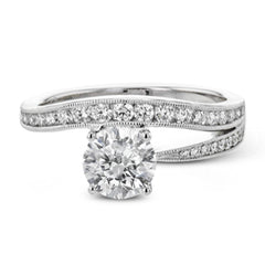 Round diamonds in a dynamic zig-zag shape create a bold modern look in this Lightning Collection ring.