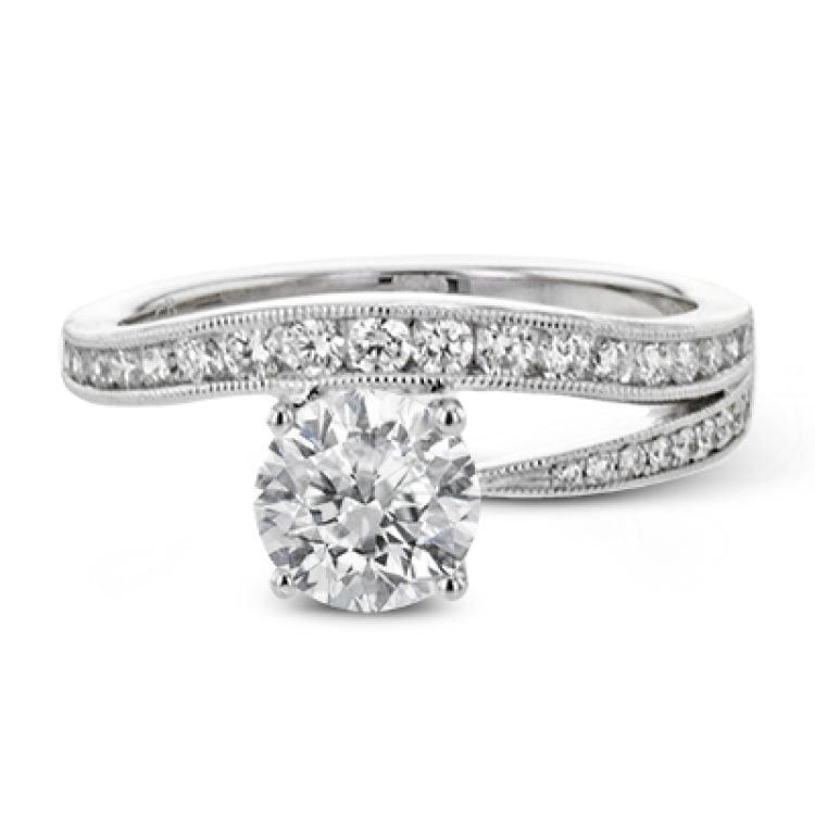 Round diamonds in a dynamic zig-zag shape create a bold modern look in this Lightning Collection ring.
