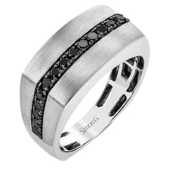 This substantial 14k yellow gold men's band is highlighted by a bold line of .63 ctw of black diamond through the center.