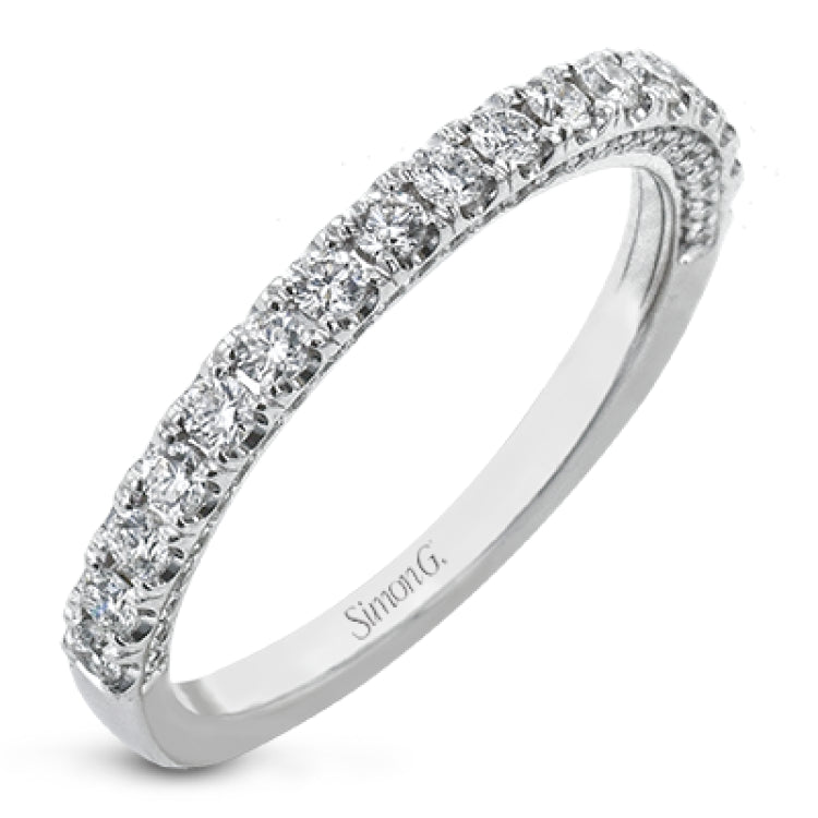 This wedding band is a classic choice with a straight design and .55 ctw of white diamonds.