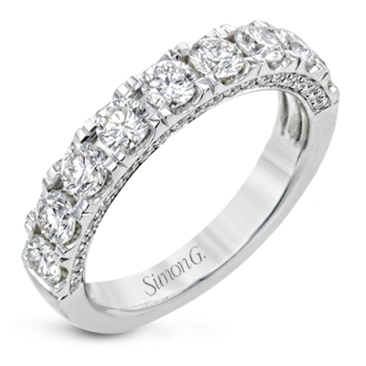 This straight band is anything but ordinary, containing an impressive 1.44 ctw of white diamonds.