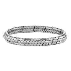 This 14k gold men's bracelet has geometric links that fit together in a snake-like pattern and is eminently comfortable.