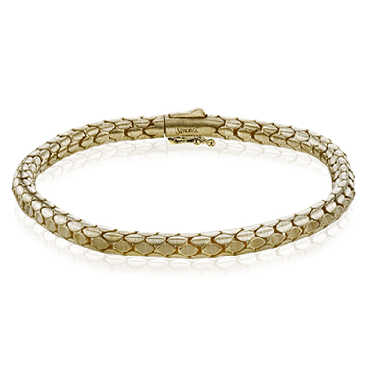 This smooth-linked men's bracelet is formed from 14k gold with a brushed finish.