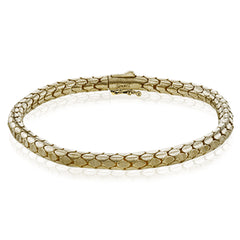 This smooth-linked men's bracelet is formed from 14k gold with a brushed finish.