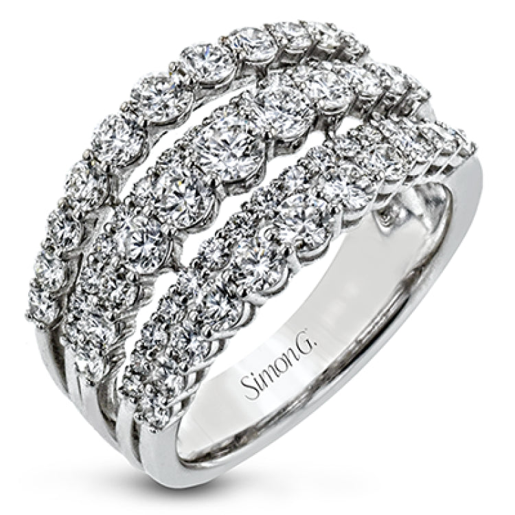 Make a bold statement with this 18K white gold band showcasing just under 2 carats total diamond weight.