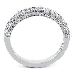 This engagement ring is sure to shine, with a classic straight design set with .75 ctw of white side diamonds.