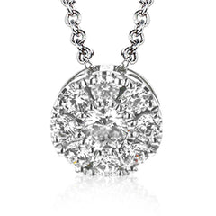 Perfect for every day wear, this 14 kt. cluster diamond pendant has 0.40 ctw. of round brilliant diamonds on an 18” link chain
