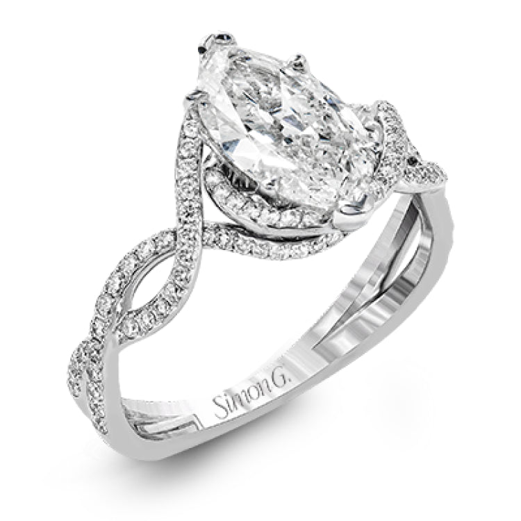 Classic with a modern twist, this white gold engagement ring features .50 ctw of sparkling white diamonds in a dramatic openwork design.