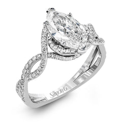 Classic with a modern twist, this white gold engagement ring features .50 ctw of sparkling white diamonds in a dramatic openwork design.
