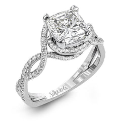 Classic with a modern twist, this white gold engagement ring features .50 ctw of sparkling white diamonds in a dramatic openwork design.