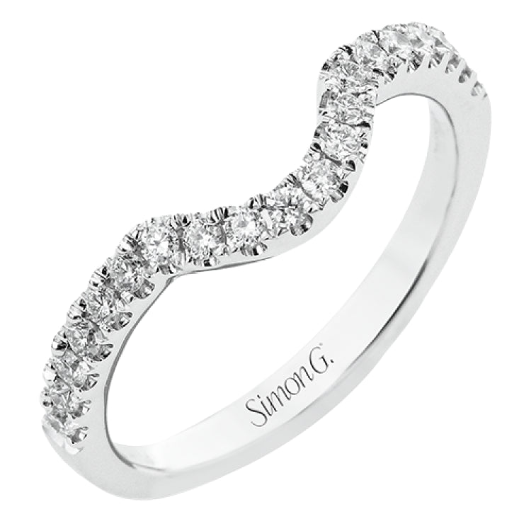 This glamorous white gold ring features 1.01 ctw of round white diamonds and .62 ctw of pear shaped white diamonds as a dazzling backdrop for the center stone
