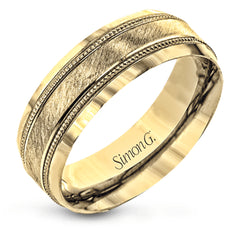 A textured white gold exterior conceals a rose gold interior accent in this elegant, modern wedding band