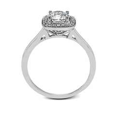 Tasteful yet glamorous, this white gold ring features an eye-catching square halo that glitters with .11 ctw of round white diamonds.