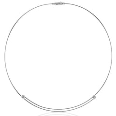 The ends of this elegant, minimalist white gold necklace sparkle with .08 ctw of white diamonds for a subtle accent