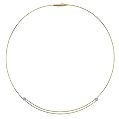 The ends of this elegant, minimalist rose gold necklace sparkle with .08 ctw of white diamonds in white gold for a subtle accent