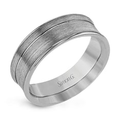 This minimalist white gold wedding band features a brushed outside texture for understated elegance
