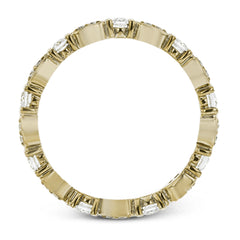 This 18k yellow gold band is perfect for layering with others and contains .31 ctw of white diamonds. Perfect for stacking.