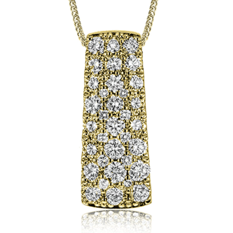 This shimmering white gold pendant dazzles with an incredible 1.50 ctw of white diamonds set into its surface