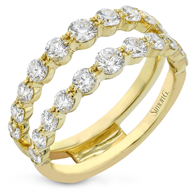 This 18k white gold engagement set certainly makes a statement with 1.72 ctw of white diamonds set in three rows.