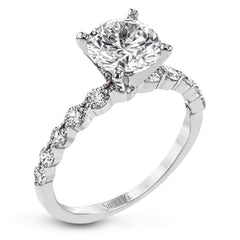 This 18k white gold engagement set certainly makes a statement with 1.72 ctw of white diamonds set in three rows.